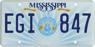 MS license plate EGI847