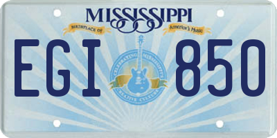 MS license plate EGI850