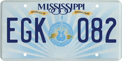 MS license plate EGK082