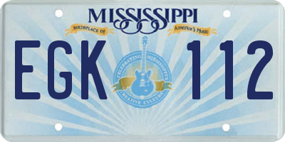 MS license plate EGK112