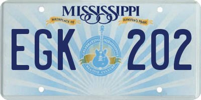 MS license plate EGK202