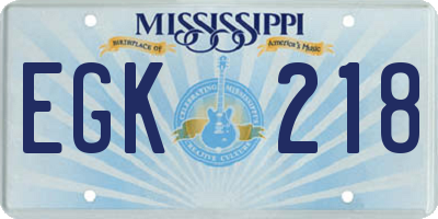 MS license plate EGK218