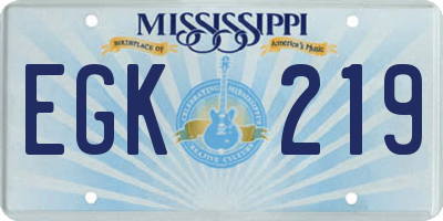 MS license plate EGK219