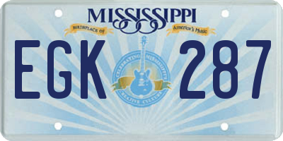 MS license plate EGK287