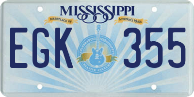 MS license plate EGK355