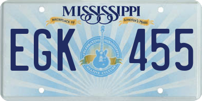 MS license plate EGK455