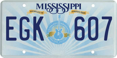 MS license plate EGK607