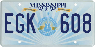 MS license plate EGK608