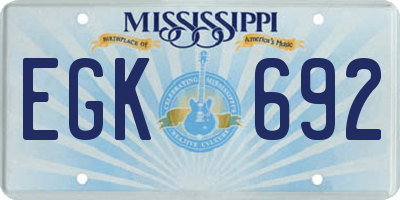 MS license plate EGK692
