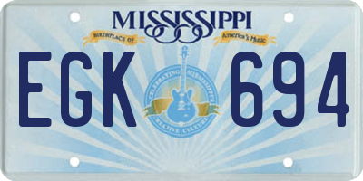 MS license plate EGK694