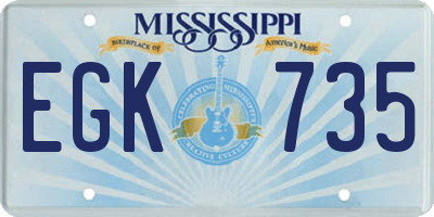 MS license plate EGK735