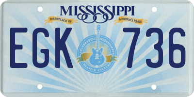MS license plate EGK736
