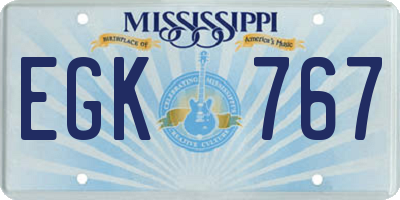 MS license plate EGK767