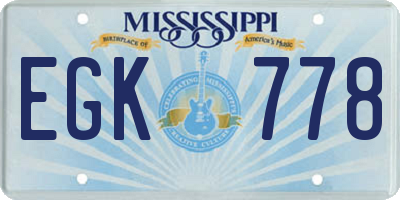 MS license plate EGK778