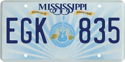 MS license plate EGK835