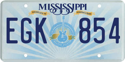 MS license plate EGK854