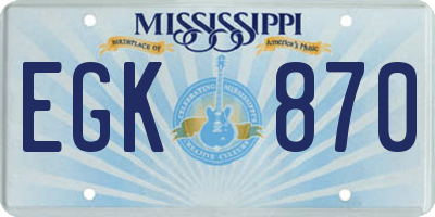 MS license plate EGK870