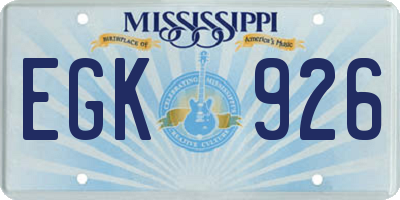 MS license plate EGK926