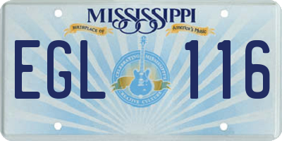 MS license plate EGL116