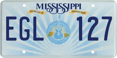 MS license plate EGL127