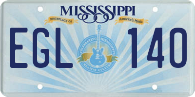 MS license plate EGL140