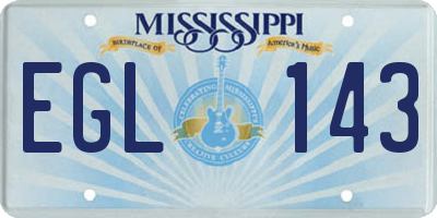 MS license plate EGL143