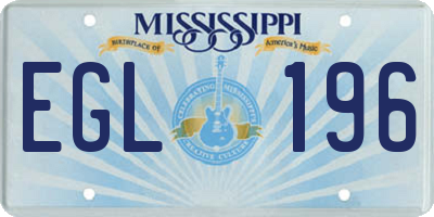 MS license plate EGL196
