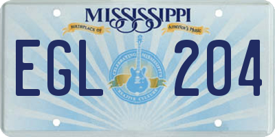 MS license plate EGL204