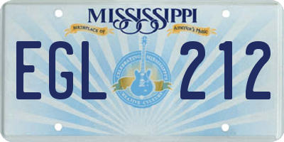 MS license plate EGL212