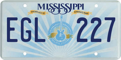 MS license plate EGL227