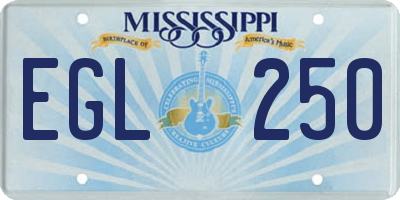 MS license plate EGL250