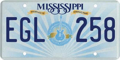 MS license plate EGL258