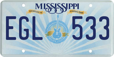 MS license plate EGL533