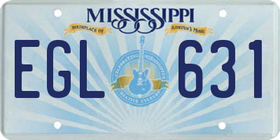 MS license plate EGL631