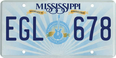 MS license plate EGL678