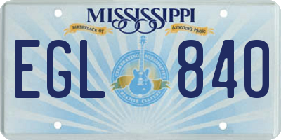 MS license plate EGL840