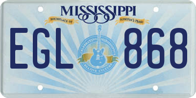 MS license plate EGL868