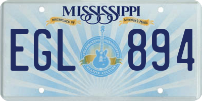 MS license plate EGL894