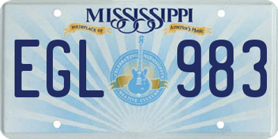 MS license plate EGL983