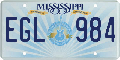 MS license plate EGL984