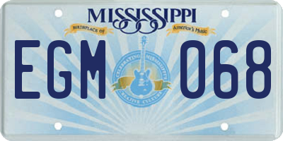 MS license plate EGM068