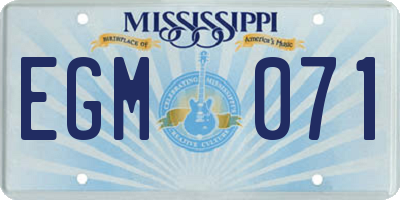 MS license plate EGM071