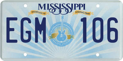 MS license plate EGM106