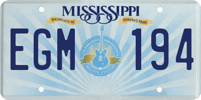 MS license plate EGM194