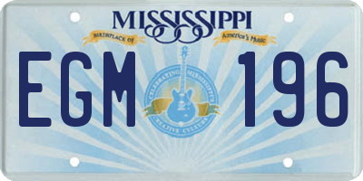MS license plate EGM196