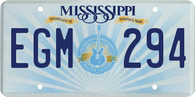 MS license plate EGM294
