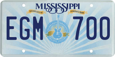 MS license plate EGM700