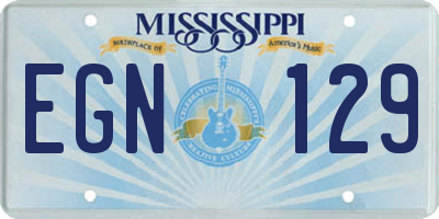 MS license plate EGN129