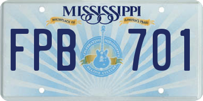 MS license plate FPB701