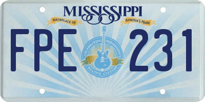 MS license plate FPE231